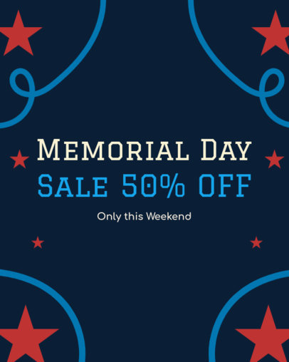 Instagram Post Maker to Promote a Big Discount Memorial Day Sale 5930m-6605