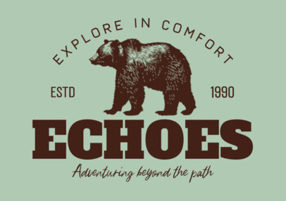 Illustrated T-Shirt Label Maker Featuring an Outdoor Theme and a Bear ED-7007d