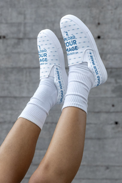 Mockup Featuring a Woman's Legs Wearing Customizable Low Sneakers m38265