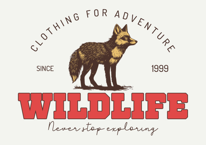 T-shirt Label Creator for Outdoor Fashion Featuring a Fox Illustration