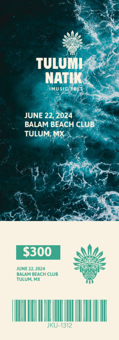 Ticket Design Maker for a Music Festival Event With a Mask Graphic