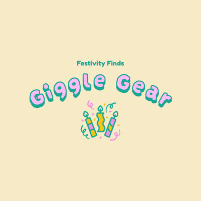 Party Supplies Store Logo Template with Colorful Birthday Candles