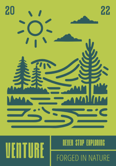 T-Shirt Label Design Generator With a Forest Graphic for an Outdoor Brand ED-7009a