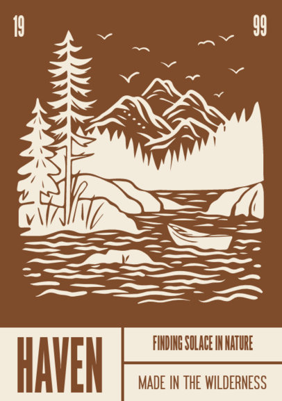 T-Shirt Label Design Template Featuring a Mountain Landscape for Outdoor Garments ED-7009c