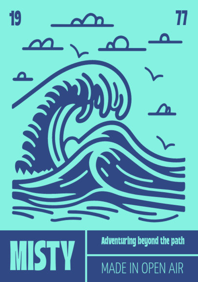 Nature-Themed T-Shirt Label Design Generator With an Ocean Wave for Outdoor Fashion ED-7009e