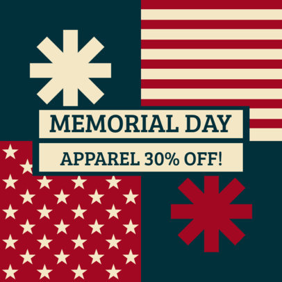 Holiday Instagram Post Maker for a Memorial Day Special Discount Offer 3173h-6606