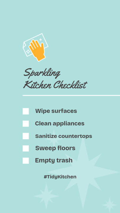Instagram Story Maker Featuring a Checklist for a Clean Kitchen 6621a