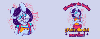 Mug Design Template for Teacher's Day With a Cartoonish Rabbit Graphic 6529c