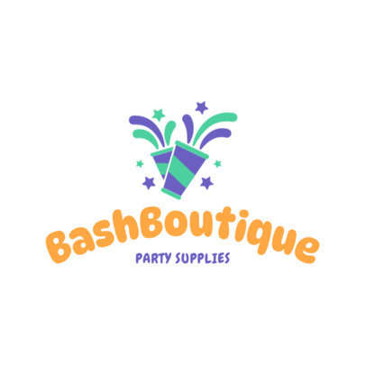 Festive Logo Generator with Colorful Graphics for a Party Supplies Store