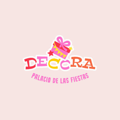 Logo Creator Featuring a Present and Stars for a Party Supplies Store