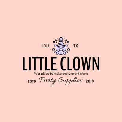 Online Logo Generator with a Cute Clown for a Party Supplies Store