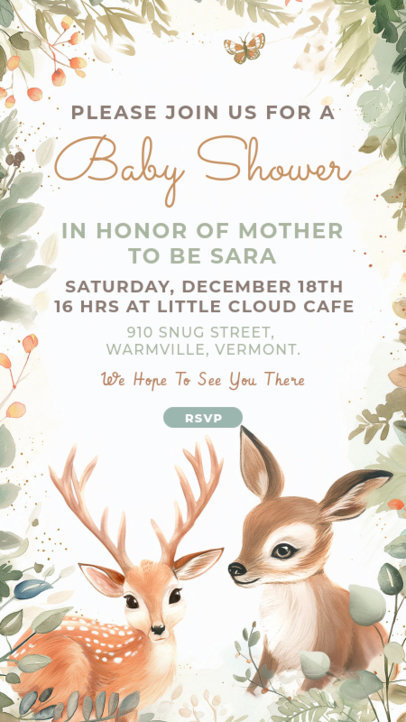 Instagram Story Maker With Cute Deer Graphics for a Baby Shower 6634