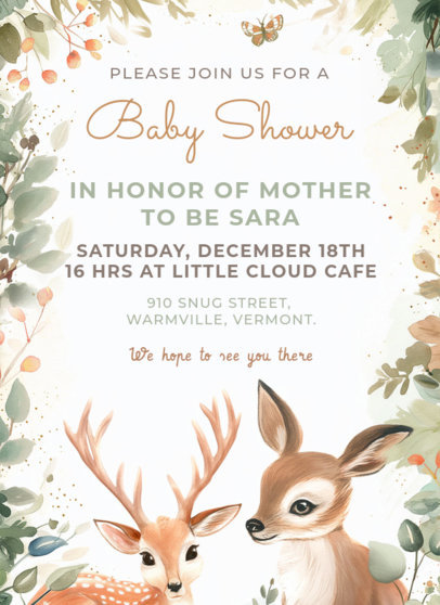Greeting Card Maker With Cute Deer Graphics for a Baby Shower 6634