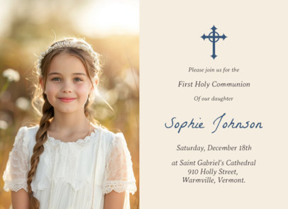 Greeting Card Maker Featuring an AI-Created Photo for a First Holy Communion 6638