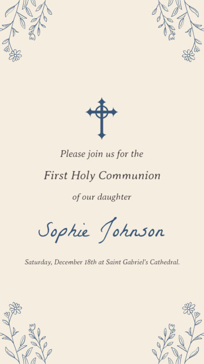 Instagram Story Maker Featuring a Cross Graphic for a First Holy Communion 6638
