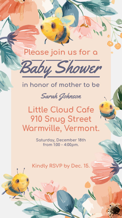 Instagram Story Maker for a Baby Shower Party With Cute Bee Graphics 6637