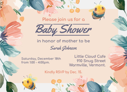 Greeting Card Maker for a Baby Shower Party With Cute Bee Graphics 6637