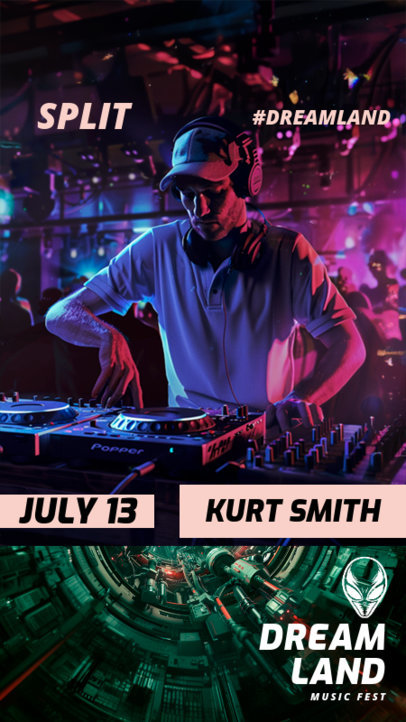 Music Fest Instagram Story Maker With an Alien Icon for a Music Fest 6527d