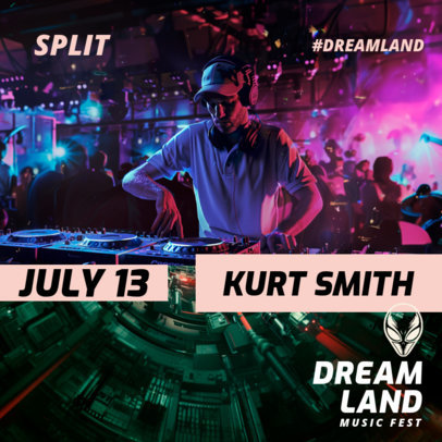 Music Fest Instagram Post Maker With an Alien Icon for a Music Fest 6527d