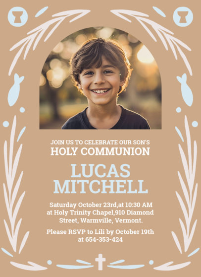 Greeting Card Maker to Celebrate a Kid's Catholic First Holy Communion With a Photo 6639 