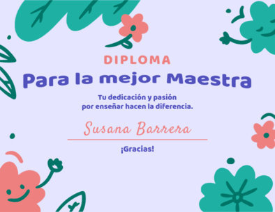 Certificate Design Template to The Best Teacher Featuring Flower Illustrations