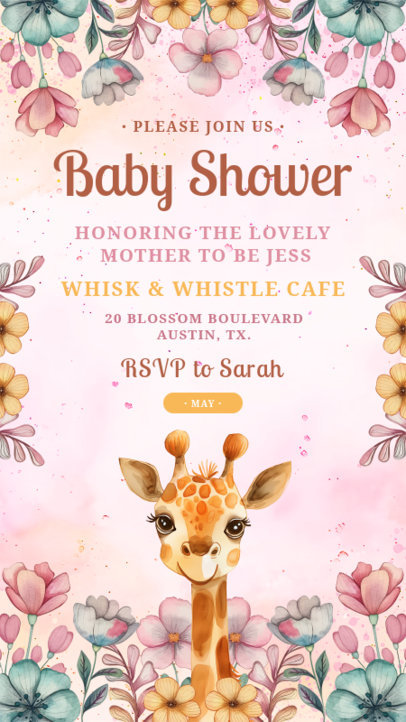 Instagram Story Creator to Celebrate a Baby Shower With a Giraffe Graphic 6634b