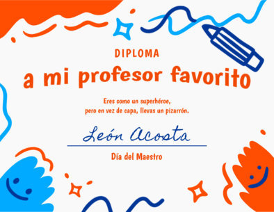 Certificate Design Maker Featuring Colorful Doodles for Teachers Day