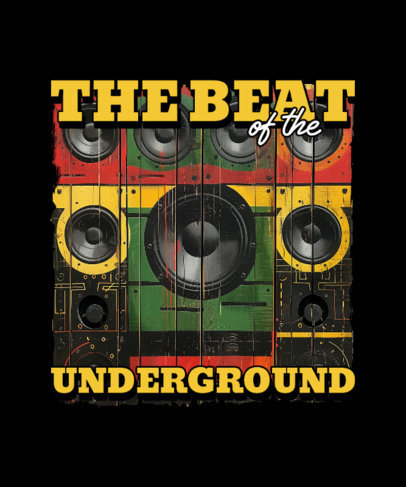 T-Shirt Design Generator Featuring Jamaica Flag-Colored Speakers and a Quote 5182 6630