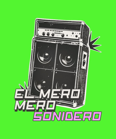 T-Shirt Design Creator Featuring an Illustrated Sound System with a Quote 6633