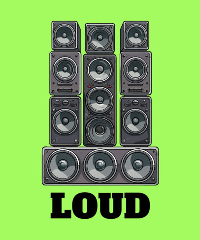 T-Shirt Design Generator Featuring Illustrated Sound System Graphics 6631