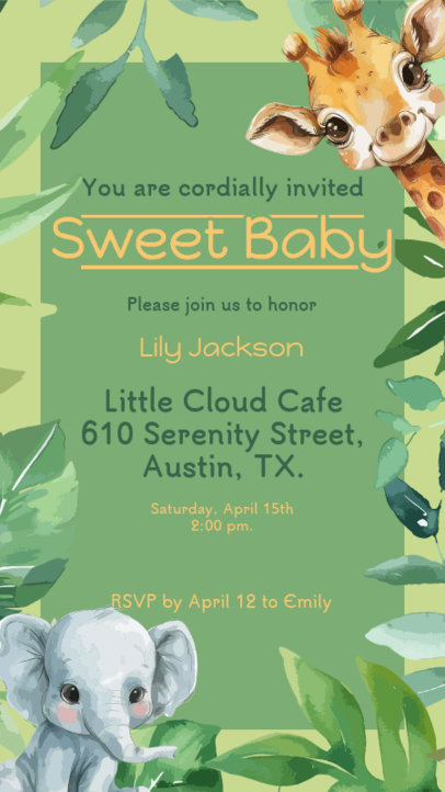 Instagram Story Creator With Cute Animal Graphics for a Baby Shower 6637b