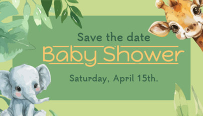 Business Card Creator With Cute Animal Graphics for a Baby Shower 6637b