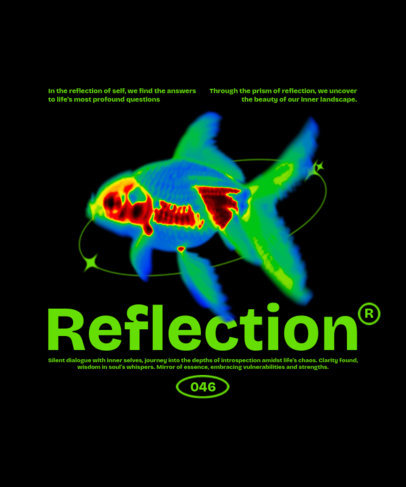 T-Shirt Design Template Featuring a Fish with a Thermal Camera-Inspired Graphic ed7022g