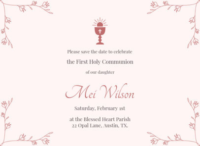 Greeting Card Creator Featuring an Invitation for a First Holy Communion