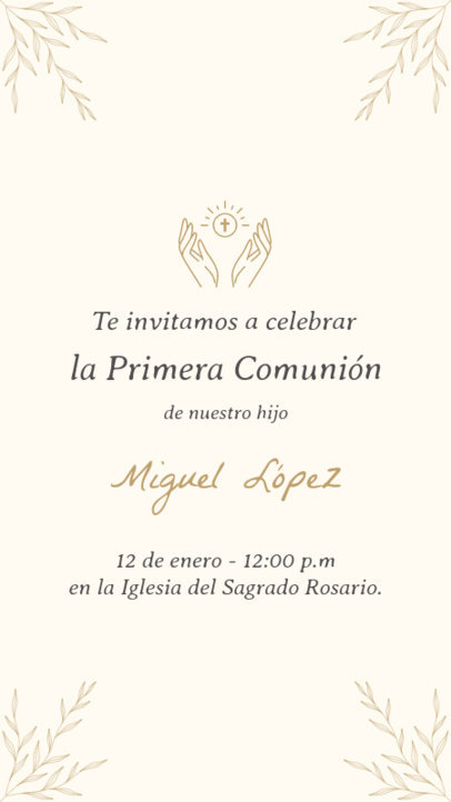 Instagram Story Template for a First Holy Communion With an Elegant Aesthetic 6638c