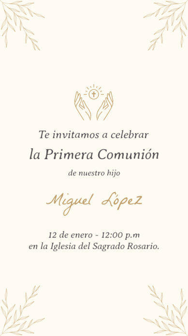 Instagram Story Template for a First Holy Communion With an Elegant Aesthetic