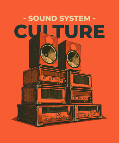 T-Shirt Design Template with an AI-Created Set of Speakers 6632