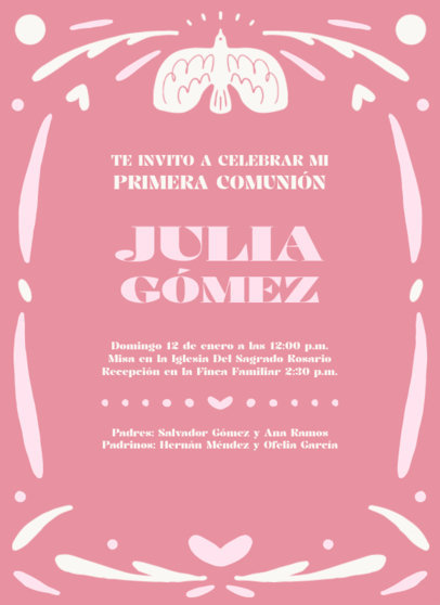 Greeting Card Generator Featuring an Invitation for a First Holy Communion Ceremony