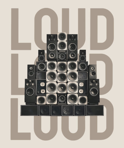 T-Shirt Design Creator Featuring Illustrated Speakers and Repetitive Text 6632