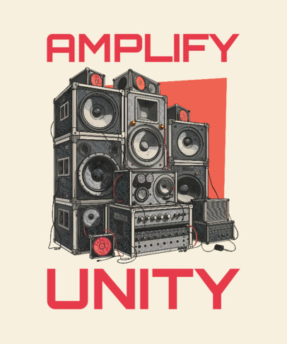 T-Shirt Design Maker with an Illustrated Sound System and a Short Quote