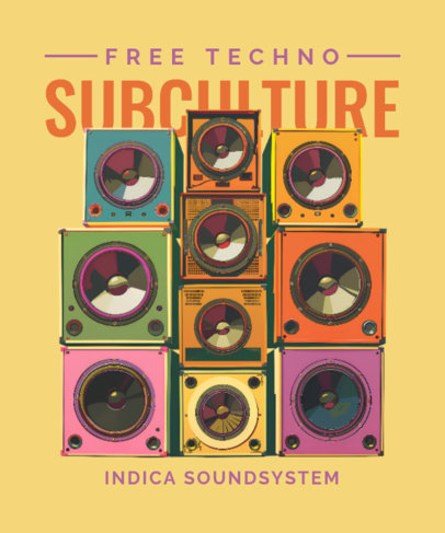 T-Shirt Design Generator with a Colorful Set of Speakers Generated by AI 6632