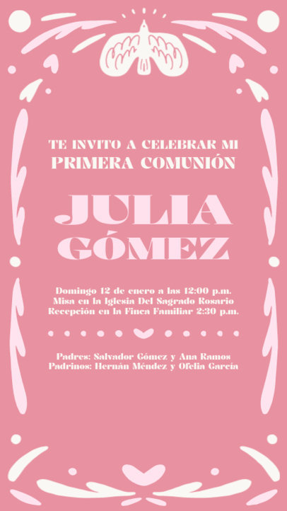 Instagram Story Generator Featuring an Invitation for a First Holy Communion Ceremony 6639a