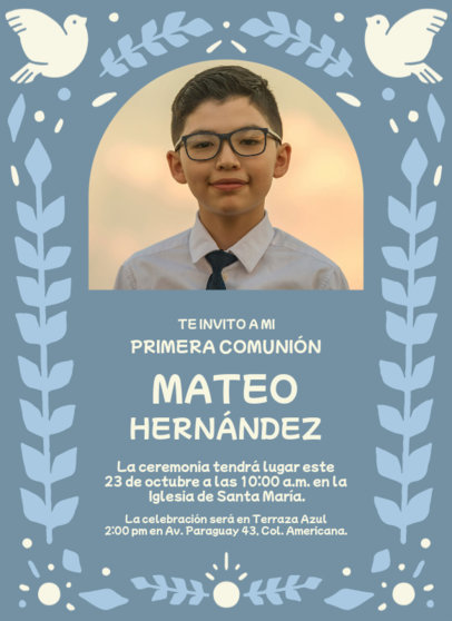 Greeting Card Creator With a Christian Theme and a Photo for a First Holy Communion Event