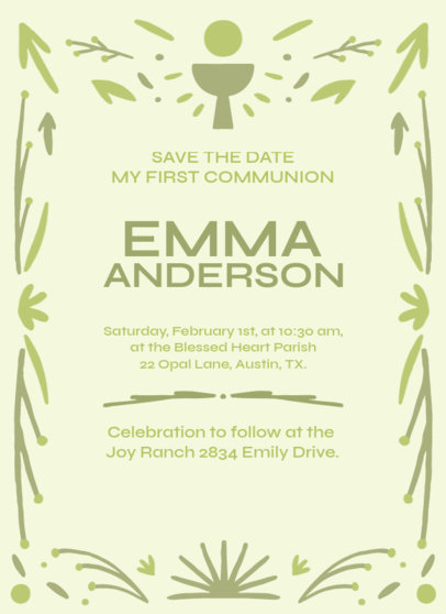 Greeting Card Template for a Religious Ceremony With a First Holy Communion Theme