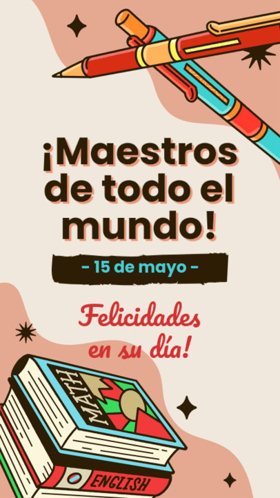 Instagram Story Generator Featuring School Graphics and a Teacher's Day Message