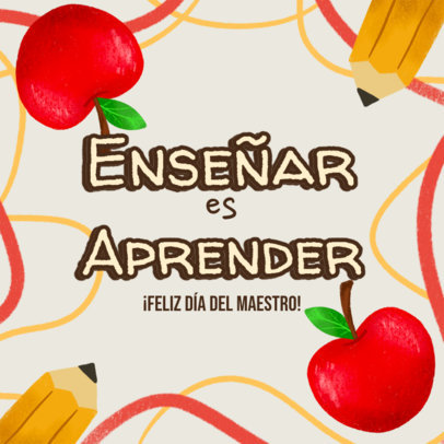 Teacher's Day Instagram Post Maker With Illustrated Apples and Pencils