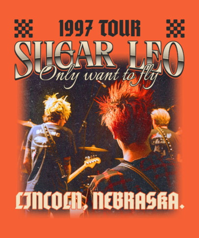 T-Shirt Design Template Featuring a 90s Theme for a Pop-Rock Music Band