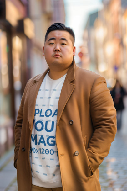 Old Money Mockup Featuring an AI-Created Man Wearing a Sweatshirt 