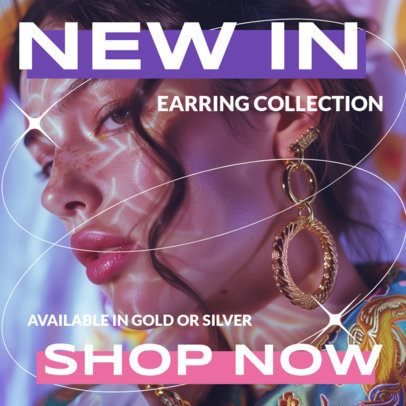 Instagram Post Maker Featuring an Earring Collection Ad for a Jewelry 6662