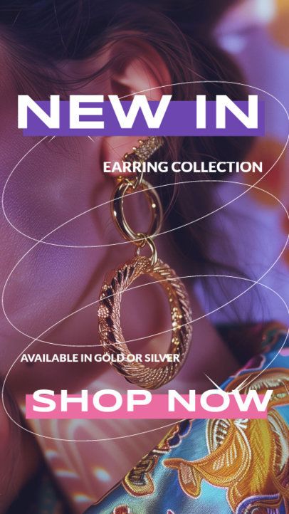 Instagram Story Maker Featuring an Earring Collection Ad for a Jewelry 6662